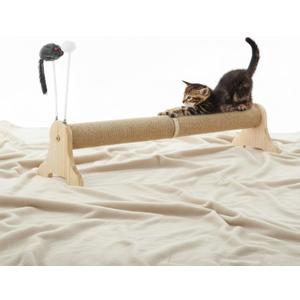 30 Inch Winter Horizontal Cute Cat Scratching Post Sisal Wooden Scratchers for Indoor Cats with 2 Interactive Cat Toys Wall Furniture Protector Kitten Enrichment Toy(Round)