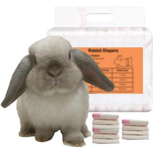 Leak-Proof Bunny Diapers for Rabbits, Disposable Pet Rabbit Diapers, Adjustable Diaper for Bunny (White, XS, Count, 10)