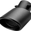 Car Polished Stainless Steel Exhaust Tail Exterior Rear Tail Car Exhaust Pipe Flue Muffler Tip Pipe, 63mm/2.5 inch Inlet Tailpipe Auto Universal Accessories with Mesh (Curved,Frosted Black)