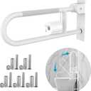 Toilet Grab Bar 22.4 Inch Chrome, Munzong Anti-Slip Handicap Grab Bars with Paper Holder, Flip-Up Bathroom Safety Rails, Stainless Steel Knurled Support handrails for Seniors Elderly Disabled Pregnant