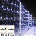 Joomer Christmas Net Lights - 12FT x 5FT 360 LED Plug-in Mesh Lights, Waterproof with 8 Modes, Timer, Connectable for Bushes, Trees, Garden, Outdoor Christmas Decor (Green Wire, White)