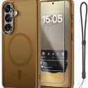 Janmitta Magnetic for Samsung Galaxy S26 Plus Case,with Screen Protector+Wrist Strap,Compatible with MagSafe,Military Grade Drop Protection,Shockproof Slim Translucent Matte Phone Cover,Brown