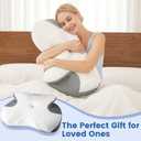 Side Sleeper Pillow, Memory Foam Cervical Neck Pillow, Dual Height Orthopedic Contour Pillow for Neck Support, Ergonomic Pillow for Side Back Stomach Sleepers with Breathable Washable Cover, Gray