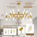 KELUOLY Modern Gold Chandelier, 39.3" Living Room Lighting Fixture 40-Lights Candle Mid Century Chandeliers, Large Metal Industrial Pendant Light for Kitchen Island Foyer Dining Room Bedroom