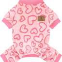 XPUDAC Dog Pajamas Heart Fleece Dog Sweater Winter Puppy Clothes for Small Medium Dogs Girl Pet Holiday Clothes Doggie Outfits for Valentines Day, M (Chest:15-16.9")