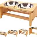 HTB Elevated Dog Bowls,Raised Dog Bowl Stand with 2 Stainless Steel Bowls,Elevated Raised Dog Bowls for Large Medium Small Sized Dogs