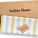 2 x Solino Home Linen Striped Table Runner 60 Inches - Sorrento Stripe, 100% Pure Linen Yellow and Grey Small Table Runner 14 x 60 Inch Ideal for Dresser and Coffee Tables, Spring, Summer, Mothers Day