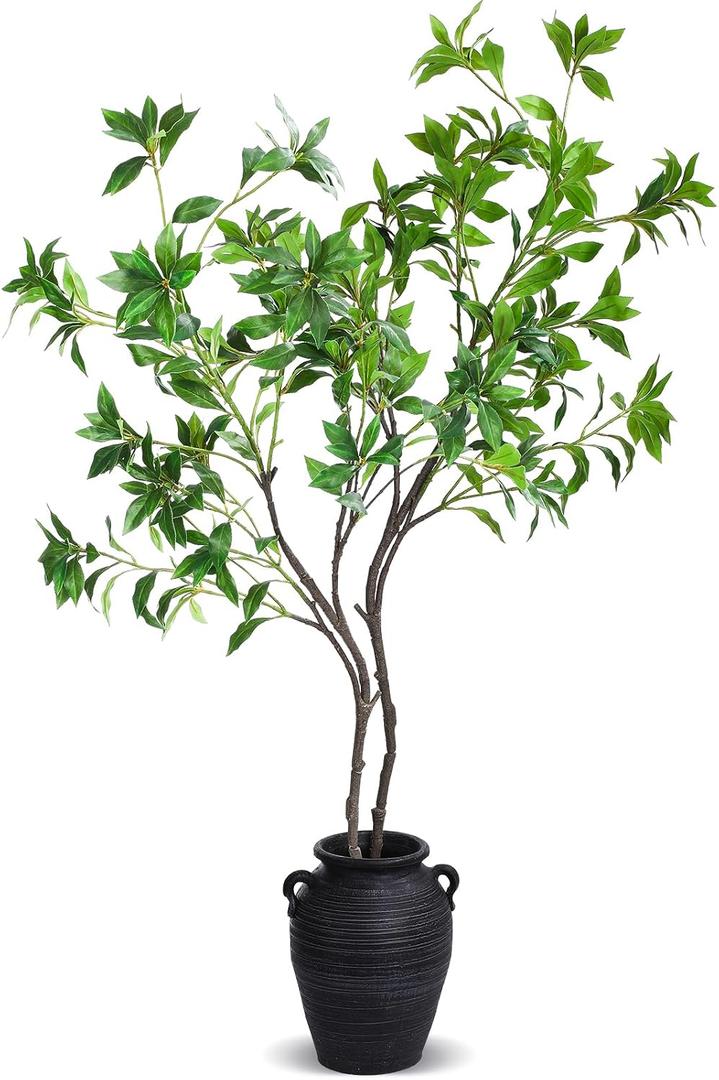 Thiccywoov 2 Pcs 47 Inch Fake Tree Branches Faux Greenery Japonica Leaf Stems for Vase Artificial Tree Branches for Vase Wedding Spring Office Desk Centerpieces Decor