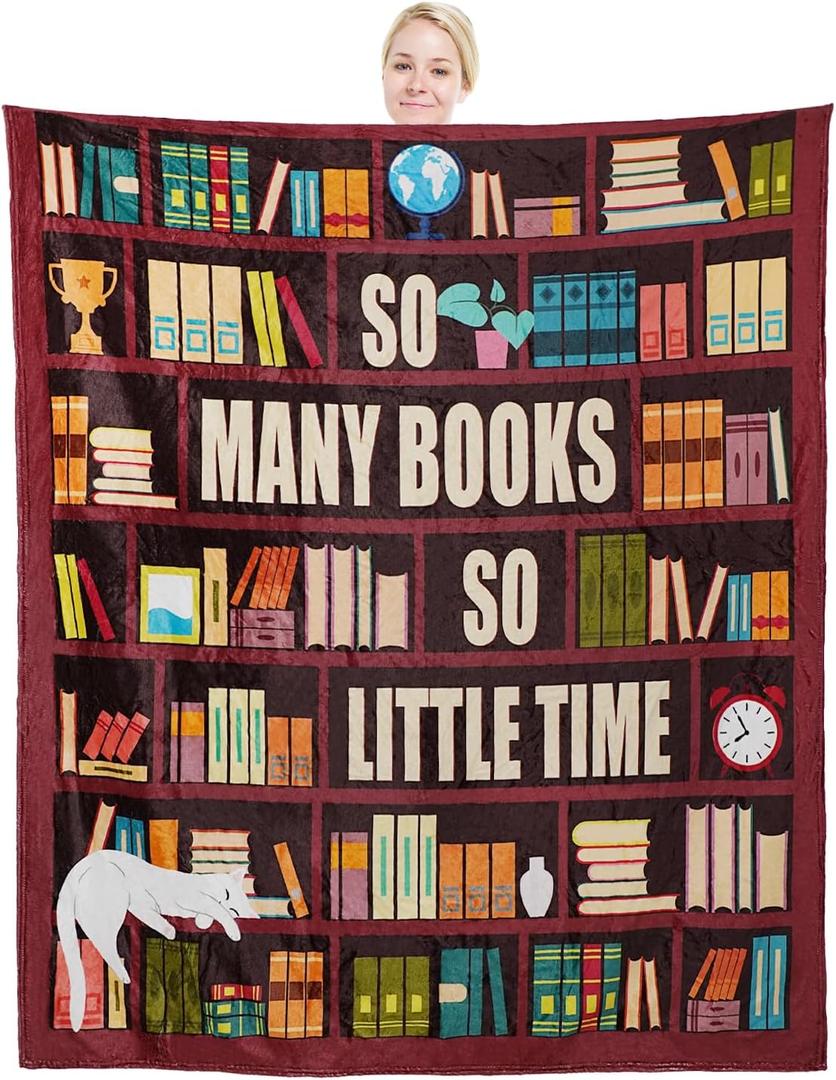 Reading Blanket for Book Lovers Gifts for Reading Lover Women Bookish Presents Soft Fleece Throw Blanket 50"X60"