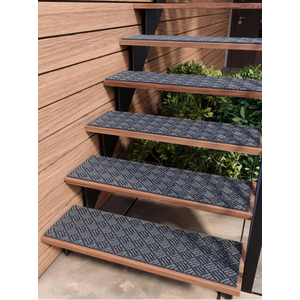 FINEHOUS Outdoor Stair Treads Non-Slip 42”x10” (6-Pack) – Carpet Treads with Rubber Backing Diamond Grey