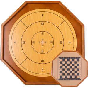 Crokinole and Checkers, Classic Crokinole Board Game | 22 Inch Playing Surface, 24 Black & White Discs, Canadian Heritage Tabletop Game for 2 Players, Dexterity Krokinole Games Families and Friends