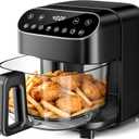 Kismile 5QT Glass Air Fryer, BPA-Free Non Toxic AirFryer with Digital Touch Control, 1500W Portable Airfryer, Dishwasher Safe Basket, Up to 400°F, Cooks with 95% Less Oil(Black), 13.19 x 11.22 x 9.96 inches