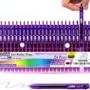[24 Pens - Purple Ink] Think2 0.7mm CGI Retractable Gel Pens. (24 Purple) Medium Point Rollerball Pens with Smooth Quick Drying Ink.