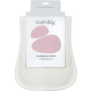 Esembly Overnighters  Organic Cotton Cloth Diaper Booster Inserts with Stay-Dry Fleece  Reusable Nighttime Absorbency Doublers for Heavy Wetters  One Size, Pack of 2