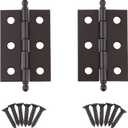 Oil Rubbed Bronze Plated Butt Hinges with Ball Finials | 2" High x 1 3/8" Wide | Pack of 2 | Cabinet Door Hinges with Removable Pin | UA-221-HOB (1)