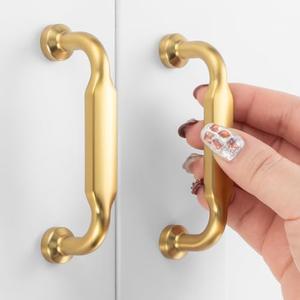 ASKANO 10 Pack 3 Inch Hole Centers, Brushed Gold Cabinet Pulls Gold Cabinet Handles Gold Kitchen Hardware for Cabinets ZP2302 Drawer Bedroom Dresser Bathroom Vanity Cupboard
