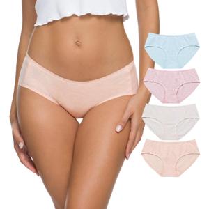 Wealurre Cotton Women's Breathable Panties Seamless Comfort Underwear 4 Pack(3128L, Light Basics, Large)
