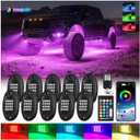 10Pods RGB LED Rock Lights Kit with APP/RF Remote Control, Segmented LED Underglow Lights Multi Zone Neon Exterior Light Multicolor 12v Waterproof for Truck Jeep UTV ATV Golf Cart Offroad SXS