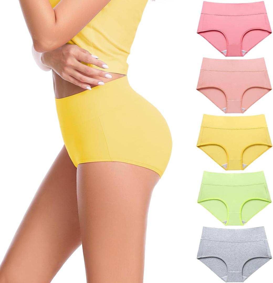 CAILECOTTON Womens Underwear Cotton Briefs for Women Plus Size Panties for Women Pack 2/5 (Large)