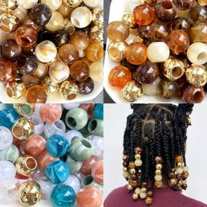180Pcs Hair Beads for Braids Large Hole African Hair Bead for Women for Large Braids 14mm Jumbo Pony Beads for Braiding Jewelry Making Macrame Crafts Assorted Colors Beading Supplies
