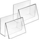 Vicenpal 4 Pcs Clear Acrylic Postcard Holder Business Card Holder Greeting Card Display Clear Business Card Stand Rack for Index Card Organizer Desk Table Home Office School, 6 x 4.25 x 4.5 Inch