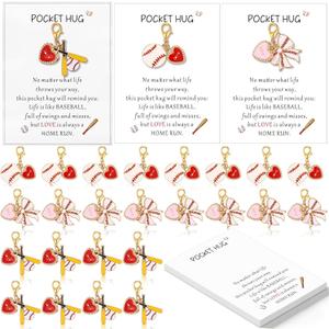 Konohan 24 Sets Baseball Party Favors Gifts for Team Baseball Keychains Bulk Sports Pocket Hug with Greeting Cards and Bags for Mothers Day Friends Family Coworkers