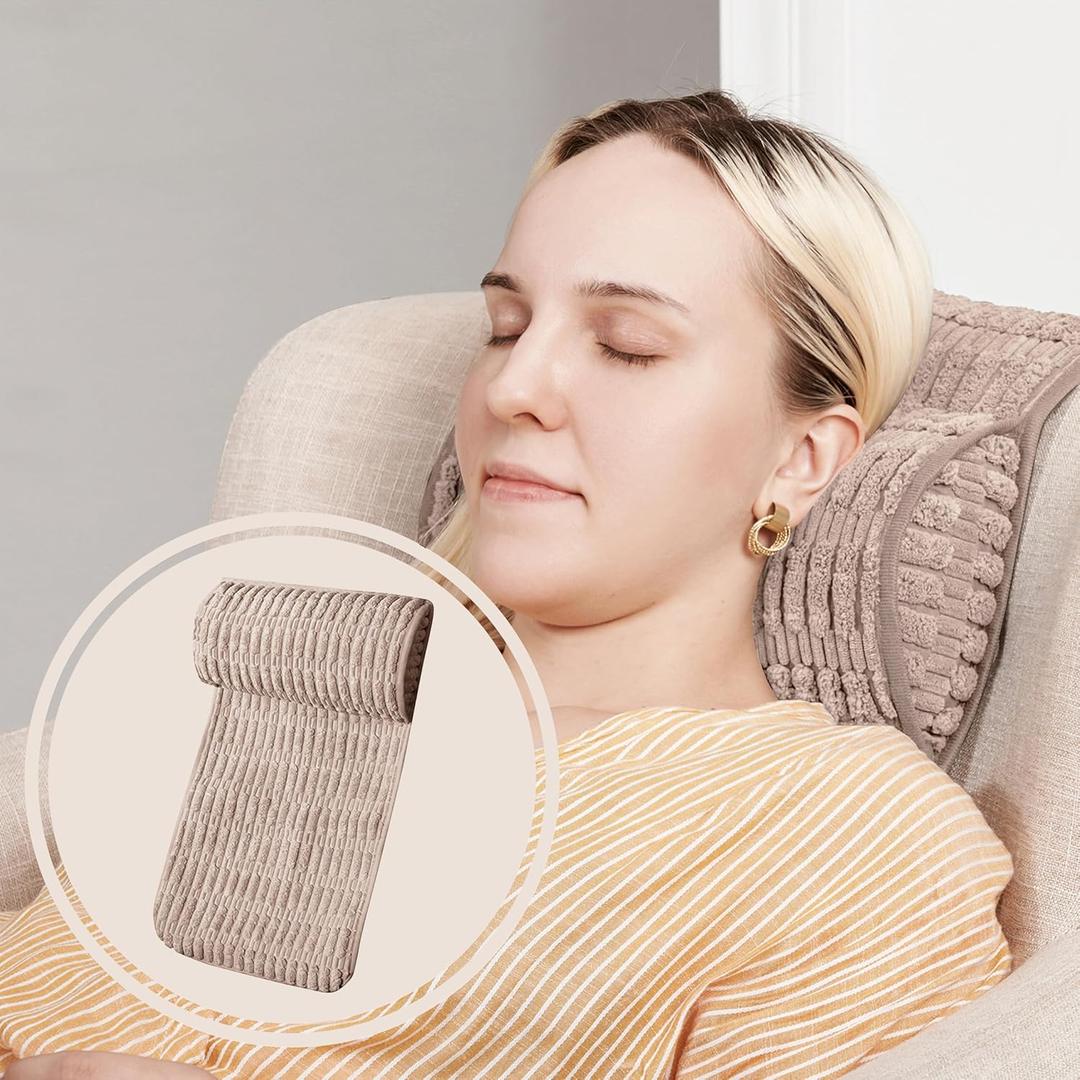 WdFour Headrest Memory Pillow, Support Cushions for Neck, Back or Foot for Sofas, Recliners, Office Chairs, Massage Chairs for Neck Pain Relief and Cervical Support(Khaki, 13" Wx2.7 D).