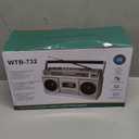 Retro Classic 80s Style Portable Boombox with Cassette Player Recorder, AM/FM/SW1/SW2 Radio, Bluetooth, USB/Micro SD Slots, Headphone Jack, 24W Dual Full-Range High Bass Speakers (Sliver)