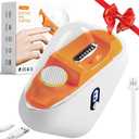 Electric Nail Clipper, 2-in-1 Automatic Nail Trimmer with LED Light, 3 Speeds Electric Toenail Clipper, Electric Nail Clippers for Seniors, Baby, Adults & Kids, Dark Orange