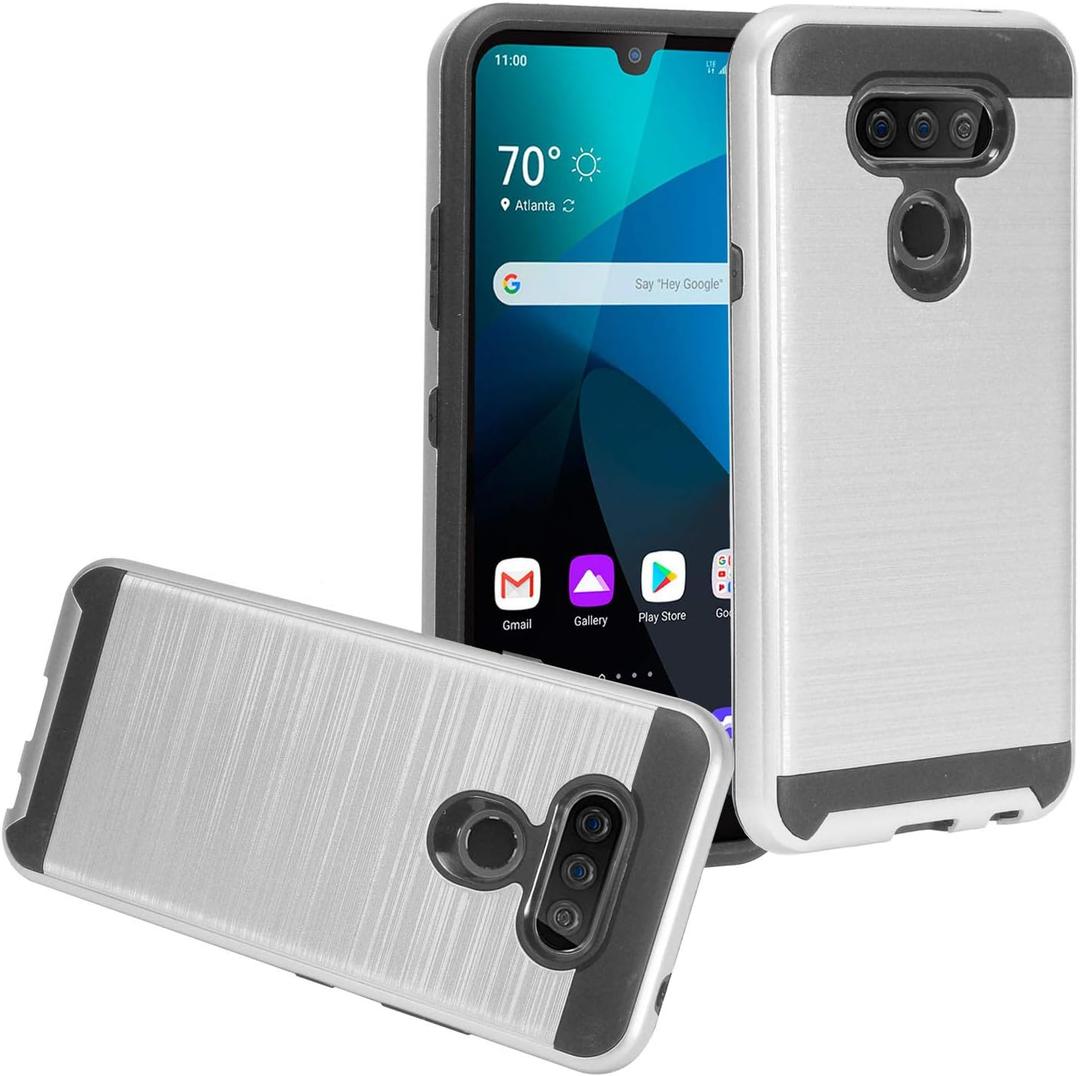 for LG Harmony 4, Xpression Plus 3, LG Premier Pro Plus - Brushed Style Phone Case - CS3 Silver