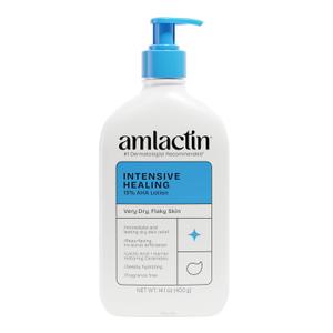AmLactin Intensive Healing Body Lotion - Therapeutic Lotion for Extremely Dry Skin - No-Scrub Exfoliator and Moisturizer with 15% Lactic Acid AHA and Ceramides, 14.1 oz