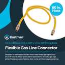 Eastman 60 Inch x 1/2 Inch OD Flexible Gas Line Connector with (2) 1/2 Inch MIP Fitting Ends for Natural Gas and Liquid Propane, Stainless Steel, Yellow, 20YE505060B