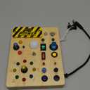 LED Busy Board for Toddlers - Montessori Sensory Toy with 10 Switches & 19 Lights, Wooden Activity Board for Fine Motor Skills, Ideal Educational Birthday Travel Toy Gift for 1 2 3 Year Old Boys Girls