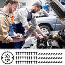 Upgraded 60PCS M6-1.025mm Extruded U Nuts and Hex Head SEMS Bolts Kits Automotive Body Screws Clips(30 Sets)  Fender Liner Screw with U Clips, Black M6x1.0 Body Bolts for Bumpers,Fenders