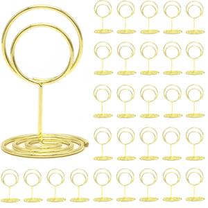 30Pcs Table Number Holders, Wire Place Card Holder Table Sign Holder Name Menu Clips,  Picture Stands Photo Stands for Wedding Centerpieces Birthday Party(Gold)