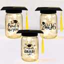 12 Sets 2026 Graduation Centerpieces for Tables, Glowing Mason Jar Centerpieces with Graduation Caps, Glowing Money Jars for College High School Congrats Grad Party Decor Supplies