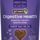 5 x Get Naked Digestive Health Crunchy Cat Treats 2.5oz - Chicken Flavor, Grain-Free Cat Probiotics for Indoor Cats, Supports Healthy Digestion, Dental Health & Immunity, Made in The USA