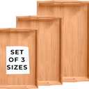 Prosumers Choice Wooden Tray - Light Brown Serving Trays with Handles - Nesting Design for Space Saving - Wooden Serving Tray for Food, Drinks, Snacks - Set of 3