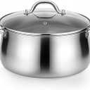 Tifanso Stainless Steel Stock Pot - 8 Quart 3Ply Heavy Duty Large Induction Cooking Pot with Lid for Pasta, Soup, Spaghetti, Nonstick Deep Stockpot, Kitchen Cookware for Stew, Simmer, Canning, Boiling