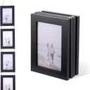 Black 4x6 Collage Picture Frames Set Of 2, Vertical Hanging Wall Decor with 4 Openings Each for 4 By 6 Inch Photos