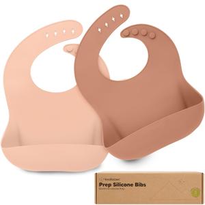 PandaEar Silicone Bibs for Babies Toddlers Girls| Adjustable Waterproof BPA Free Soft Durable Bibs for eating with Large Pocket Food Catcher