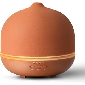 Stone Diffusers for Essential Oils Large Room,500ml Handmade Ceramic Diffuser with 4 Timer & 10 Ambient Light Settings for Home Office (Terracotta)