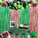 2 x Wavy Green and Bronze Tinsel Foil Fringe Curtains Photo Booth Props for Football Party Decorations,Super Bowl Sunday Party Decorations(2pcs 3.2ftX6.6ft)