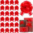 OULOVECO 24 PCS Red Ribbon Bow for Gift Wrapping Pull Bows Matte Bows Ribbon Baskets Wedding Christmas Birthday Party Gift Valentine's Day Flower Gift Boxes Bouquets Festivals Decoration