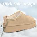 INPAKSA Women's Slippers Platform Mini Boots Short Ankle Boot Fur Fleece Lined Sneakers House slippers Anti-Slip Boot For Outdoor (7, Beige)