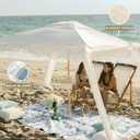AMMSUN Beach Cabana with Beach Blanket, 7' x 7' Boho Canopy with Tassels, Premium Wood Pole, Fringe Cabana Tent with Sand Pockets, Instant Sun Shade for Sand, Garden, Outdoor, Elegant White