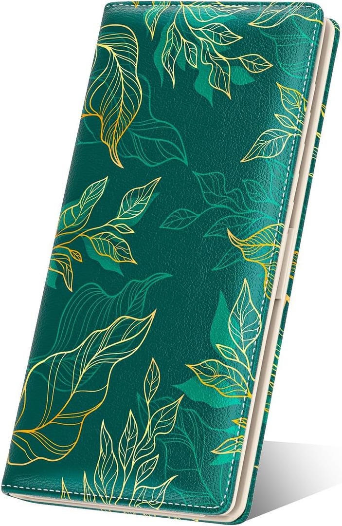 Nipichsha Womens Wallet, RFID Slim Wallets for Women, Thin Ladies Credit Card Holder Purse, Cute Leather Bifold Clutch Billfold with 11 Card Slots & ID Window, Luxury Green Leaf