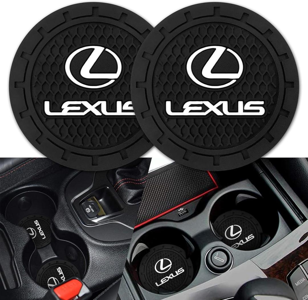 Car Cup Holder Coaster for Lexus ES350 GS350 GS300h GS450h is300 es350 ls460 rx350 NX300h Silicone Cupholder Coaster,Car Interior Accessories,2.76 Inch 2 Pieces (Black-gl1-11)