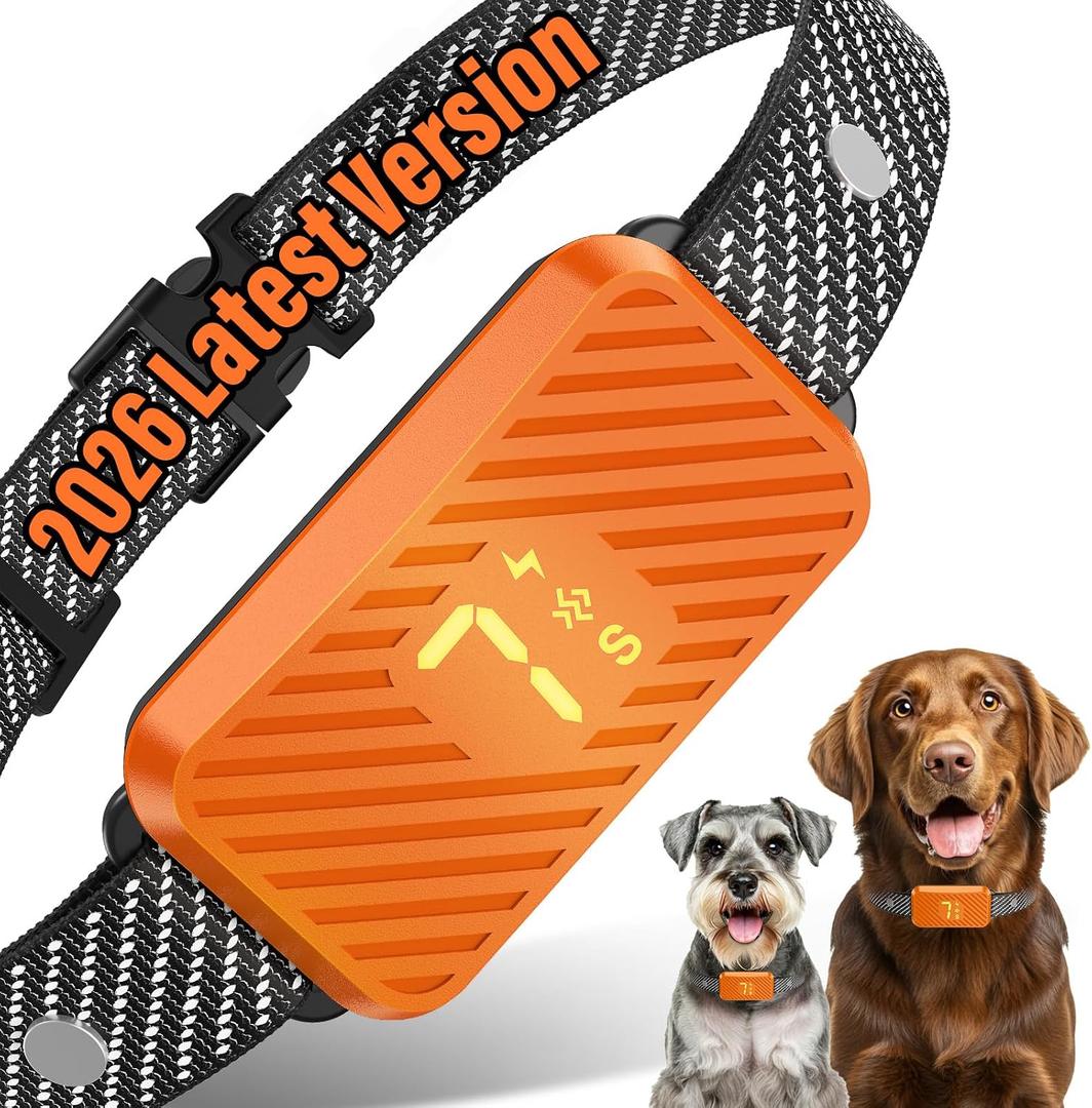 Dog Bark Collar for Large Medium Small Dogs, Effective No-Bark Collar, Smart Barking Collar, Rechargeable Bark Collar with 7 Sensitivity, 3 Modes, Waterproof, Carrot Orange