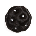 Synthetic Chignon With Diamond Clip On Hair Bun Pad Updos Round Flowers Black Brwon Color Women's Hairpiece